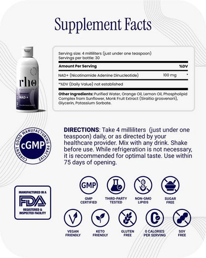 Liposomal NAD+ – Liquid Supplement Designed to Help Support Absorption – Active Form of NAD+ Helps Support Normal Cellular Health, Healthy Aging, Energy Metabolism and Overall Vitality