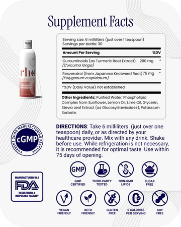 Liposomal Curcumin + Resveratrol (1 Pack) – Ultra High Absorption Liquid Curcumin Supplement – Promotes Joint Comfort, Mobility, Cellular Health and Overall Well-Being